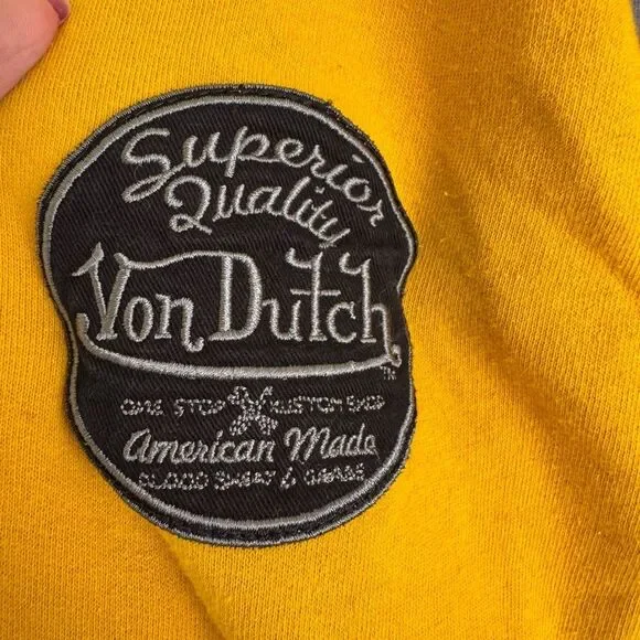 Von Dutch American Made zip up Hoodie jacket XL yellow grey - Picture 3 of 7